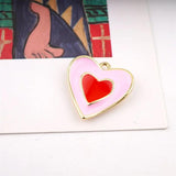 10pcs Enamel Double Heart Charm for DIY Earring Pendant Bracelet Necklace