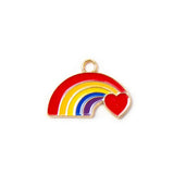 10pcs Heart Rainbow Charm DIY Necklace Earring Keychain Hair Decoration