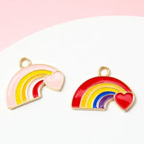 10pcs Heart Rainbow Charm DIY Necklace Earring Keychain Hair Decoration