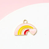 10pcs Heart Rainbow Charm DIY Necklace Earring Keychain Hair Decoration