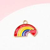 10pcs Heart Rainbow Charm DIY Necklace Earring Keychain Hair Decoration