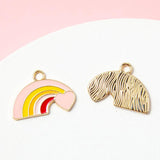 10pcs Heart Rainbow Charm DIY Necklace Earring Keychain Hair Decoration