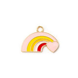 10pcs Heart Rainbow Charm DIY Necklace Earring Keychain Hair Decoration