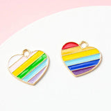 10pcs Rainbow Heart Charms DIY Jewelry Making Accessories