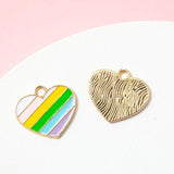 10pcs Rainbow Heart Charms DIY Jewelry Making Accessories