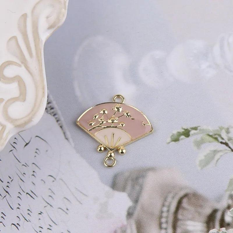 10pcs Chinese Wind Xiangyun Cloud Alloy Fan-shaped Earring Charms