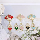 10pcs Chinese Wind Xiangyun Cloud Alloy Fan-shaped Earring Charms