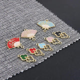 10pcs Chinese Wind Xiangyun Cloud Alloy Fan-shaped Earring Charms