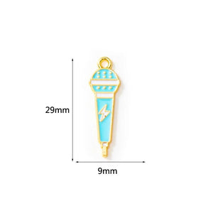 10pcs Microphone Enamel Tone Pendants Jewelry Making DIY Crafts