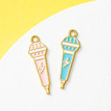 10pcs Microphone Enamel Tone Pendants Jewelry Making DIY Crafts