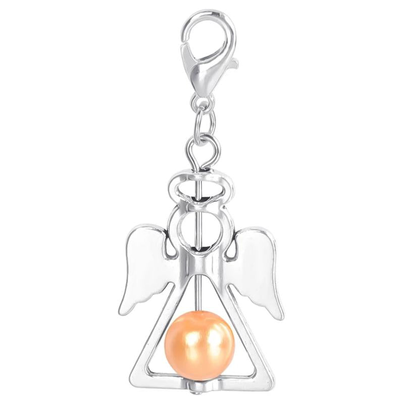 12Pcs Mix Colors Flying Angel Wings Bead Charms Lobster Clasp Diy Metal Pendant