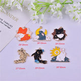 10Pcs Sun Moon Rabbit Charms Enamel Animal Pendants for DIY Jewelry Making