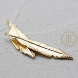 Solid Brass Feather Charm - 41x10mm