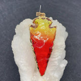 Natural Stone Plated Crystal Necklace Pendant Arrow Shaped Charm Jewelry