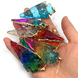 Natural Stone Plated Crystal Necklace Pendant Arrow Shaped Charm Jewelry