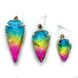 Natural Stone Plated Crystal Necklace Pendant Arrow Shaped Charm Jewelry