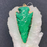 Natural Stone Plated Crystal Necklace Pendant Arrow Shaped Charm Jewelry