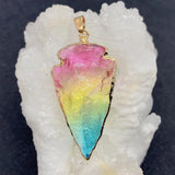 Natural Stone Plated Crystal Necklace Pendant Arrow Shaped Charm Jewelry