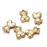 10Pcs Steel Bear Charms Stainless Heart for Jewelry Making