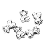 10Pcs Steel Bear Charms Stainless Heart for Jewelry Making