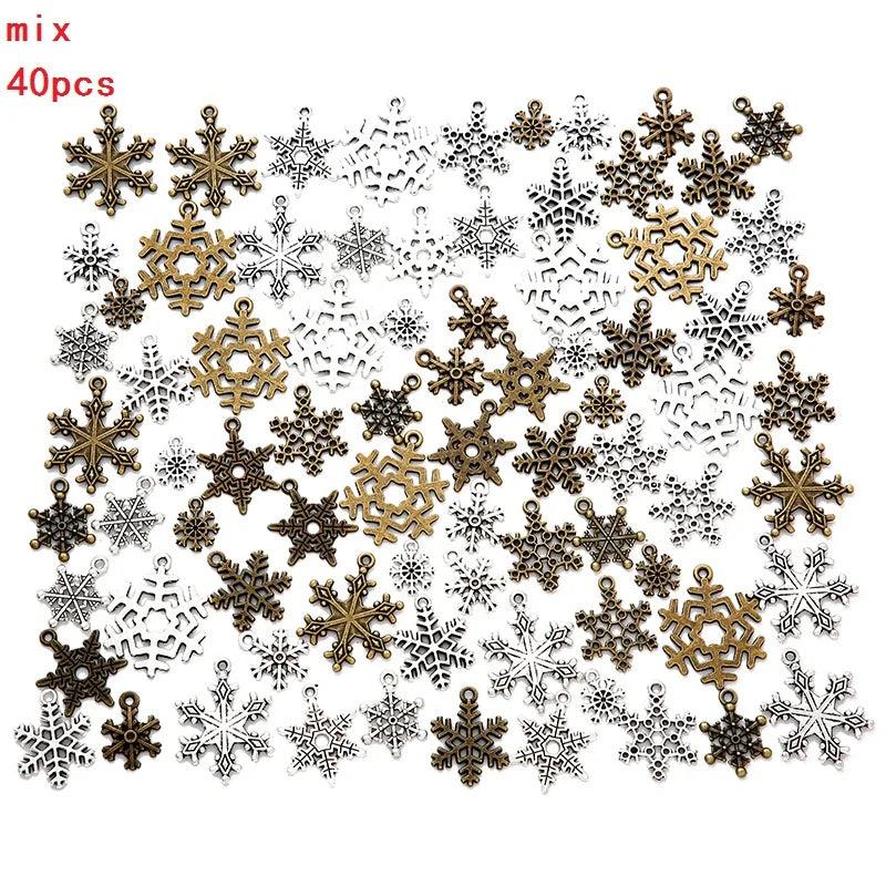 40pcs Christmas Snowflakes Charms for Jewelry Making