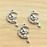 15pc/lot Fairy Angel Moon Charm Antique Silver Tone for Bracelet 25x15mm