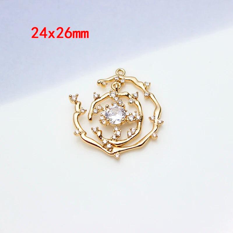 Brass CZ Moon Star Charms Celestial Drop Earrings DIY Jewelry Making