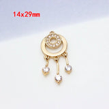 Brass CZ Moon Star Charms Celestial Drop Earrings DIY Jewelry Making