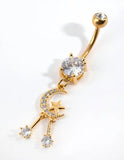 Brass CZ Moon Star Charms Celestial Drop Earrings DIY Jewelry Making