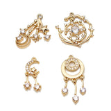 Brass CZ Moon Star Charms Celestial Drop Earrings DIY Jewelry Making
