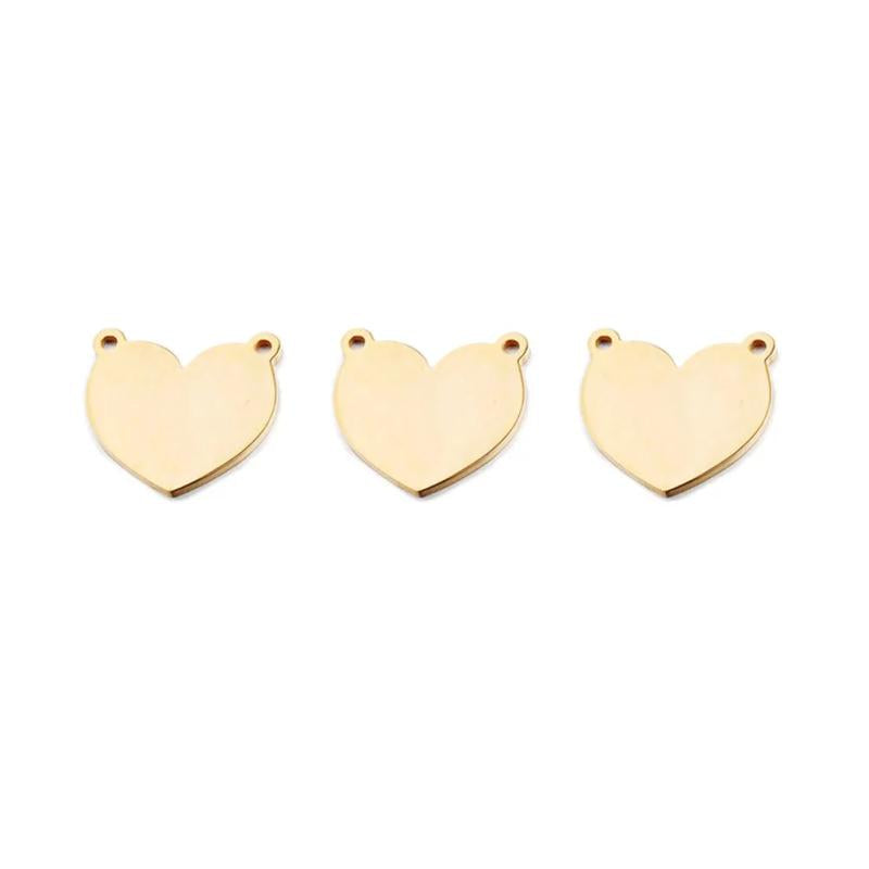 5Pcs Stainless Steel Double Hole Blank Heart Pendants DIY Charm Accessories