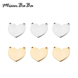 5Pcs Stainless Steel Double Hole Blank Heart Pendants DIY Charm Accessories