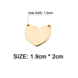 5Pcs Stainless Steel Double Hole Blank Heart Pendants DIY Charm Accessories