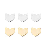 5Pcs Stainless Steel Double Hole Blank Heart Pendants DIY Charm Accessories
