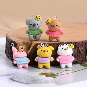 10Pcs Animal Resin Charms Smiling Face Pendant C678