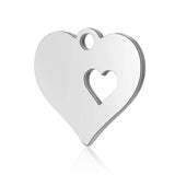 10pcs 316L Stainless Steel Heart Floating Charm DIY Jewelry Making