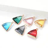 10pcs Colorful Crystal Charms Triangle Pendant 16x22mm