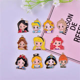 10Pcs Princess Cartoon Girl Enamel Charms Oil Drop Alloy Pendants