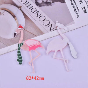 10Pcs Christmas Flamingo Charms for DIY Earrings