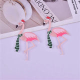 10Pcs Christmas Flamingo Charms for DIY Earrings