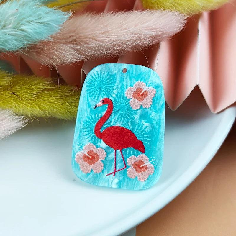 10pcs Flamingo Acrylic Charms for DIY Jewelry Making