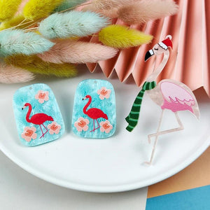 10pcs Flamingo Acrylic Charms for DIY Jewelry Making