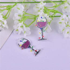 10Pcs Christmas Red Wine Bottle Glass Charms for DIY Jewelry Making