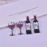 10Pcs Christmas Red Wine Bottle Glass Charms for DIY Jewelry Making
