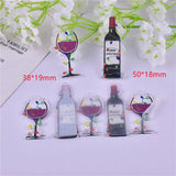 10Pcs Christmas Red Wine Bottle Glass Charms for DIY Jewelry Making