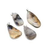 Stripe Agate Square Pendant Self Polished Charm Necklace