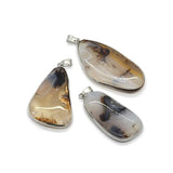 Stripe Agate Square Pendant Self Polished Charm Necklace