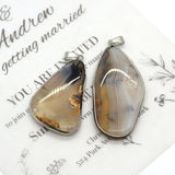 Stripe Agate Square Pendant Self Polished Charm Necklace