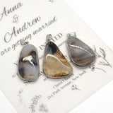 Stripe Agate Square Pendant Self Polished Charm Necklace