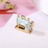 10Pcs Enamel Crystal Sewing Machine Charms Metal Pendants for Jewelry Making